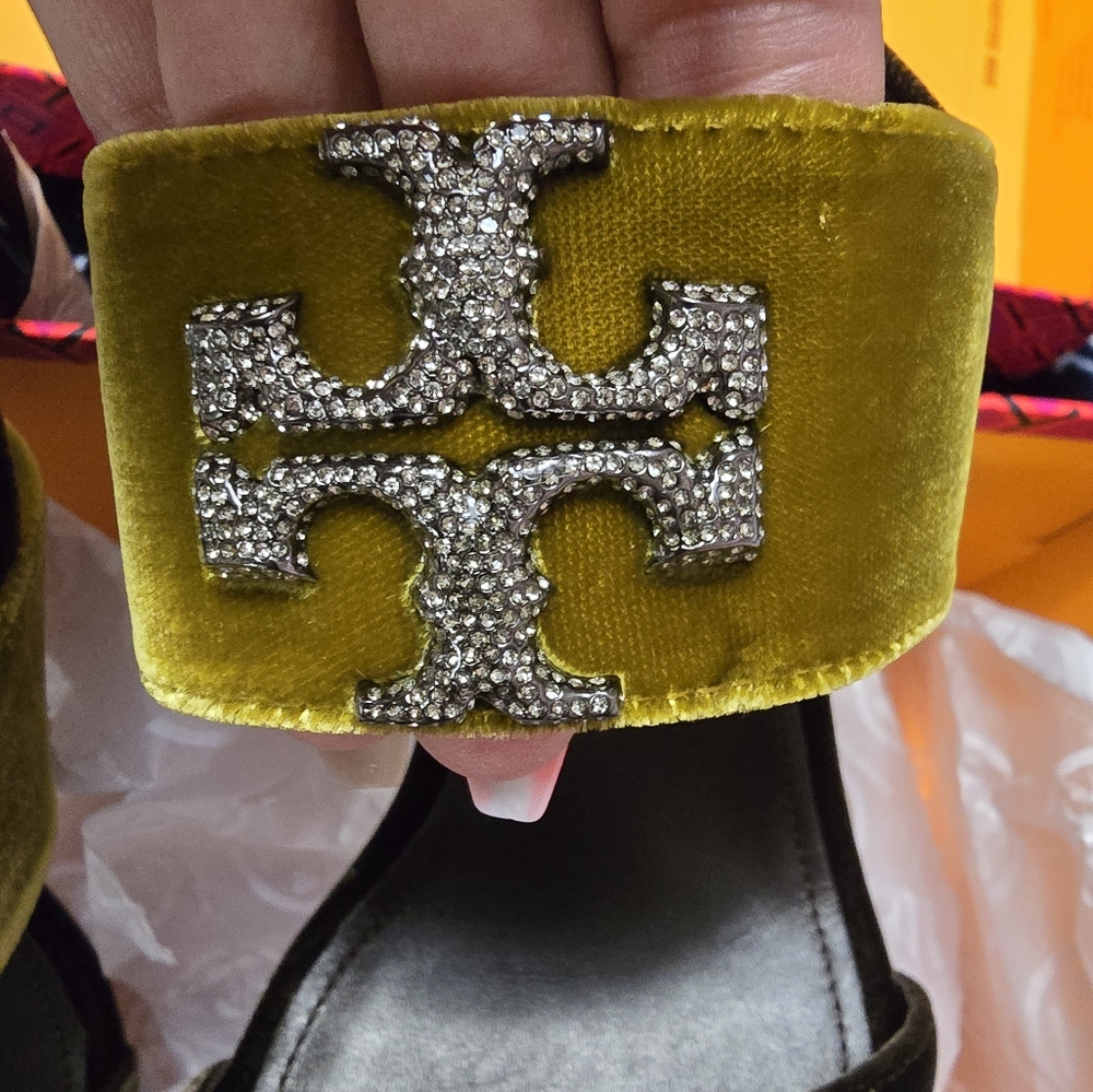 Tory Burch Velvet Pave Heel Sandals - Picture 7 of 10